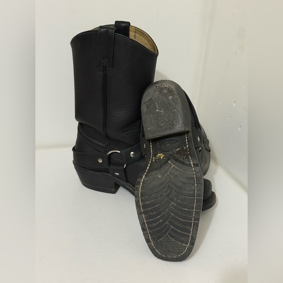 Black All Leather Motorcycle Biker Boots with Square Toe - Size Ladies 8 - Picture 16 of 16